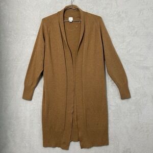 A New Day Long Line Open Duster Cardigan Sweater Camel Tan Women's Size Small
